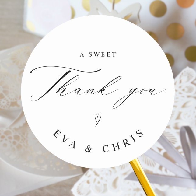 Calligraphy Minimalist Wedding Classic Round Sticker (Creator Uploaded)