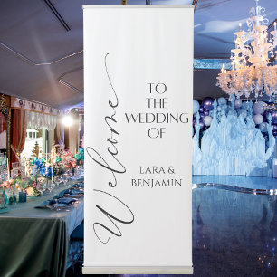 Calligraphy Minimalist Welcome to Our Wedding Retractable Banner