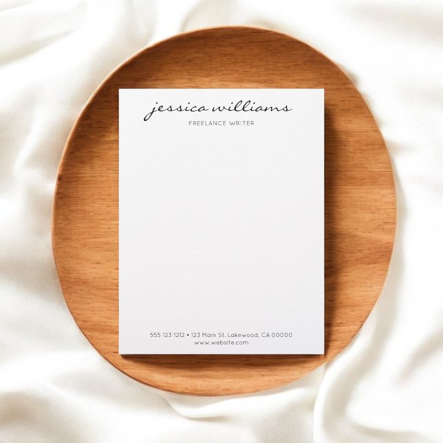 Calligraphy Minimalist White Business Custom Letterhead (Creator Uploaded)