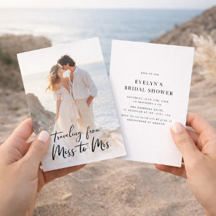 Calligraphy Miss to Mrs. Bridal Shower Photo Invitation