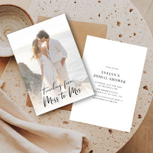 Calligraphy Miss to Mrs. Bridal Shower Photo Invitation