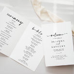 Calligraphy Modern Elegant Folded Wedding  Programme<br><div class="desc">This calligraphy modern elegant folded wedding program is perfect for a rustic wedding. The simple and elegant design features classic and fancy script typography in black and white. Include a quote or short message,  order of service,  wedding party and thank you message.</div>