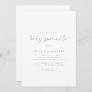 Calligraphy Modern Elegant Gold Baby Sprinkle   Invitation