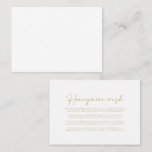 Calligraphy Modern Elegant Gold Honeymoon Wish  Enclosure Card<br><div class="desc">This calligraphy modern elegant gold honeymoon wish enclosure card is perfect for a rustic wedding. The simple and elegant design features classic,  gold and fancy script typography.</div>