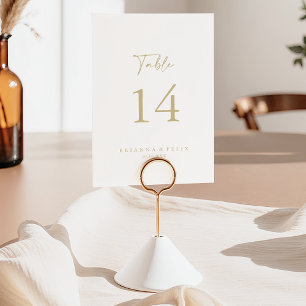 Calligraphy Modern Elegant Gold Wedding Table Number