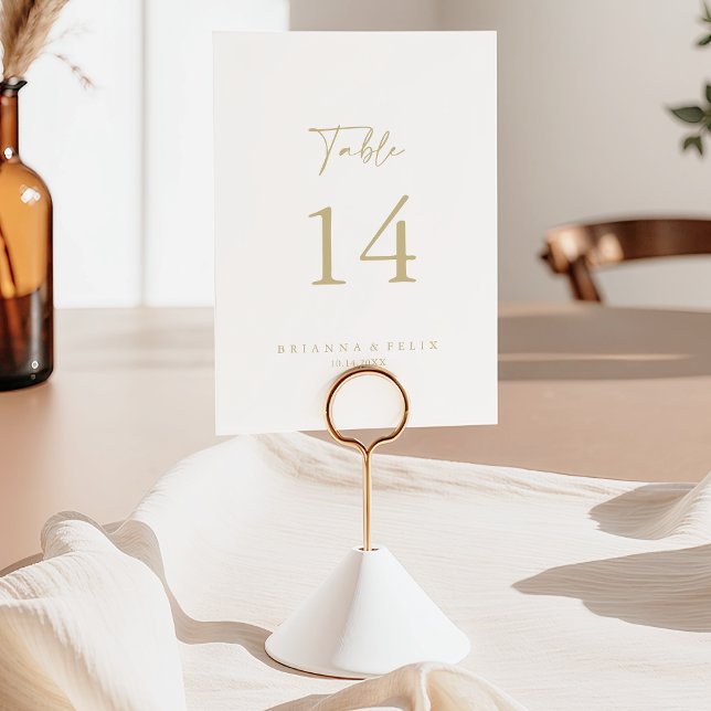 Calligraphy Modern Elegant Gold Wedding   Table Number (Creator Uploaded)