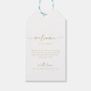 Calligraphy Modern Elegant Gold Wedding Welcome Gift Tags