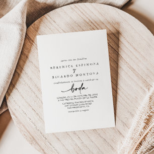 Calligraphy Modern Elegant Spanish Wedding  Invitation