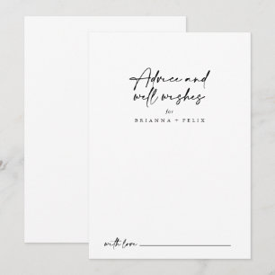 Calligraphy Modern Elegant Wedding Well Wishes  Advice Card