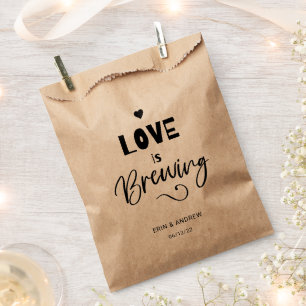 Calligraphy Modern Love is Brewing Wedding Favour Bags
