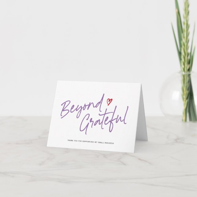 calligraphy-Modern-Script-folded-Purple-Business Thank You Card (Front)