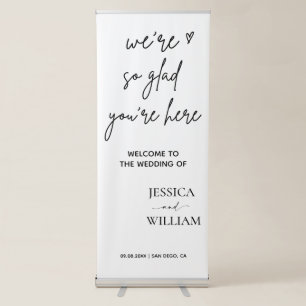 Calligraphy Modern Simple Chic Wedding Welcome Retractable Banner