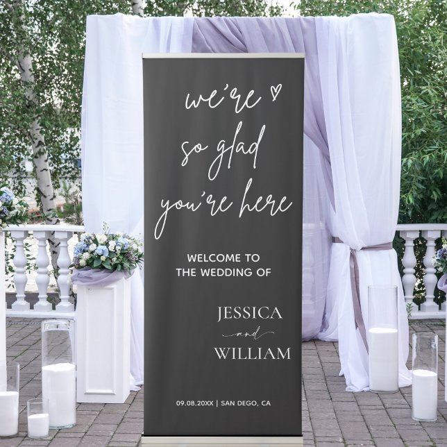 Calligraphy Modern Simple Chic Wedding Welcome Retractable Banner (Creator Uploaded)