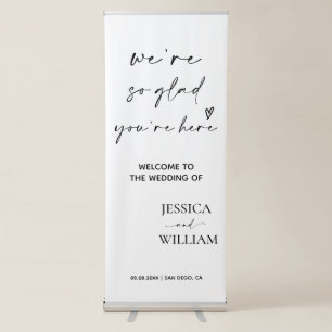 Calligraphy Modern Simple Chic Wedding Welcome Retractable Banner