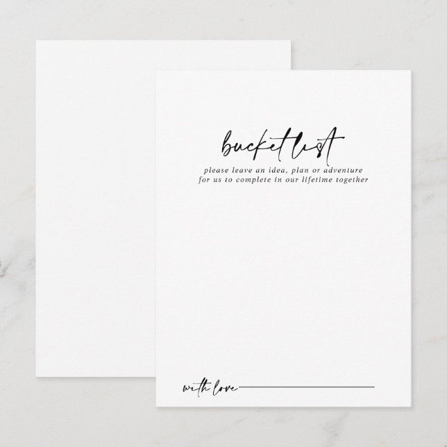 Calligraphy Modern Wedding Bucket List Cards (Front/Back)