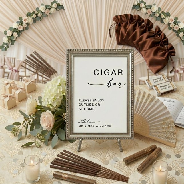 Calligraphy Modern Wedding Cigar Bar Wedding Sign (Creator Uploaded)