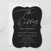 Calligraphy Modern White and Black Simple Wedding