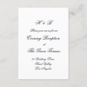 Calligraphy Monogram Black & White Formal Wedding Enclosure Card