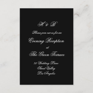 Calligraphy Monogram Black & White Formal Wedding Enclosure Card