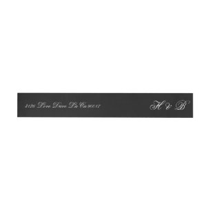 Calligraphy Monogram Black & White Formal Wedding Wrap Around Label