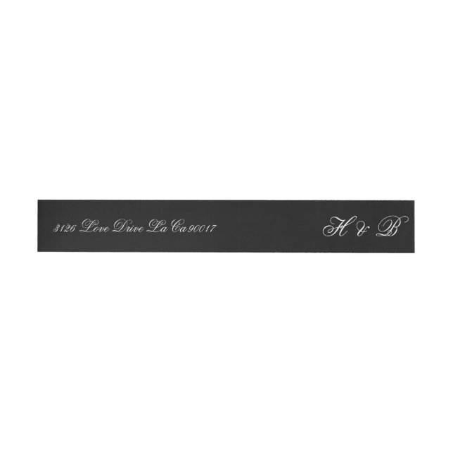 Calligraphy Monogram Black & White Formal Wedding Wrap Around Label (Individual)