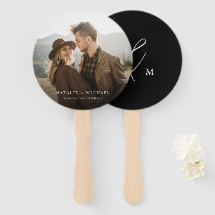 Calligraphy Monogram Bride Groom Photo Wedding Hand Fan