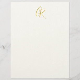 Calligraphy Monogram Gold Color Plain Modern Custom Letterhead