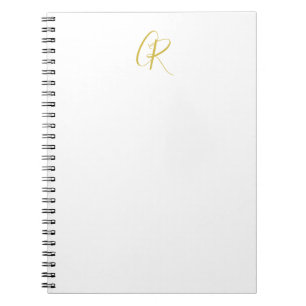 Calligraphy Monogram Gold Color Plain Modern Notebook