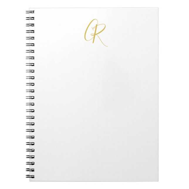 Calligraphy Monogram Gold Color Plain Modern Notebook (Front)