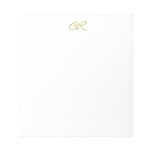 Calligraphy Monogram Gold Color Plain Modern Notepad (Front)
