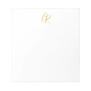Calligraphy Monogram Gold Color Plain Modern Notepad