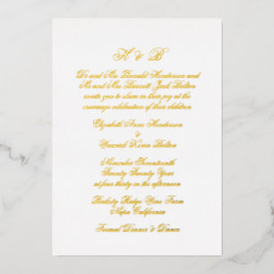 Calligraphy Monogram Gold & White Formal Wedding