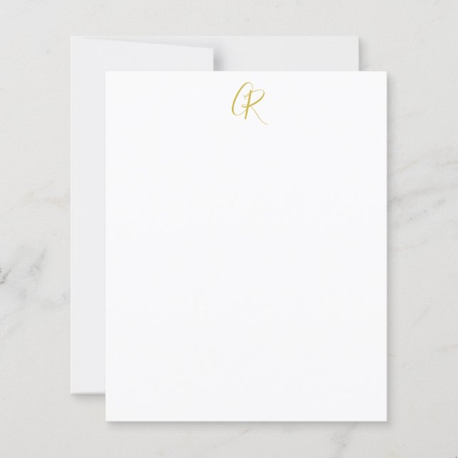 Calligraphy Monogram Modern Minimalist Paper Sheet (Front)