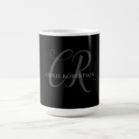Calligraphy Monogram Name Black Grey Custom Gift