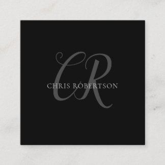 Calligraphy Monogram Name Black Grey Custom Gift Enclosure Card