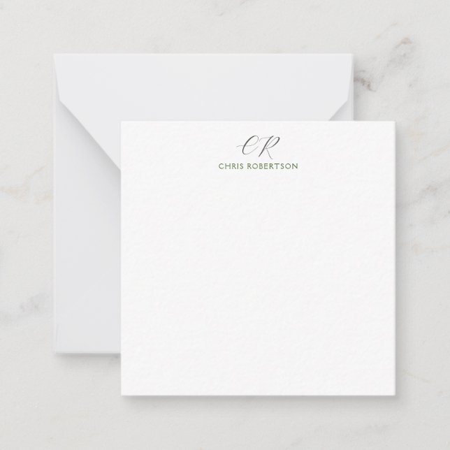 Calligraphy Monogram Name Black White Custom Gift Card (Front)