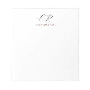 Calligraphy Monogram Name Black White Custom Gift Notepad