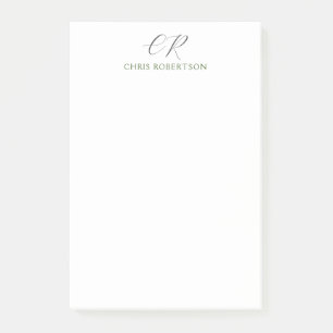 Calligraphy Monogram Name Black White Custom Gift Post-it Notes