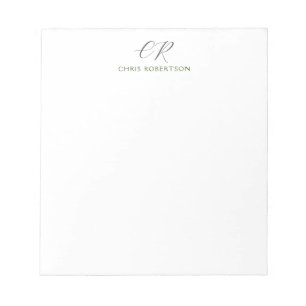 Calligraphy Monogram Name Black White Custom Notepad