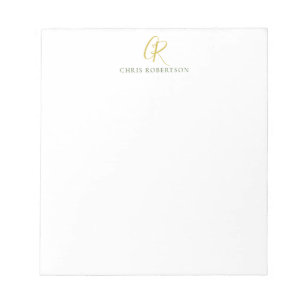 Calligraphy Monogram Name Gold Black White Color Notepad