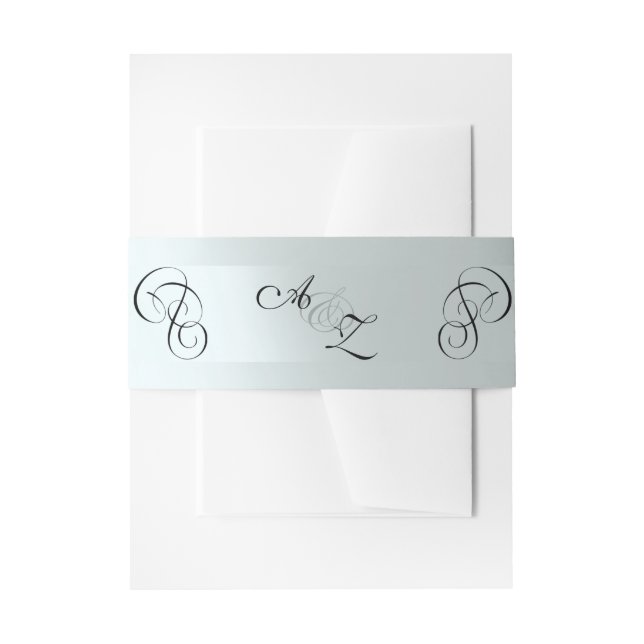 Calligraphy Monogram - Silver Invitation Belly Band (Front Example)