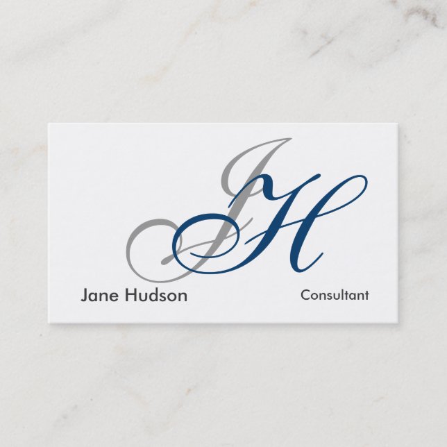 Calligraphy Monogram Simple Plain Business Card (Front)