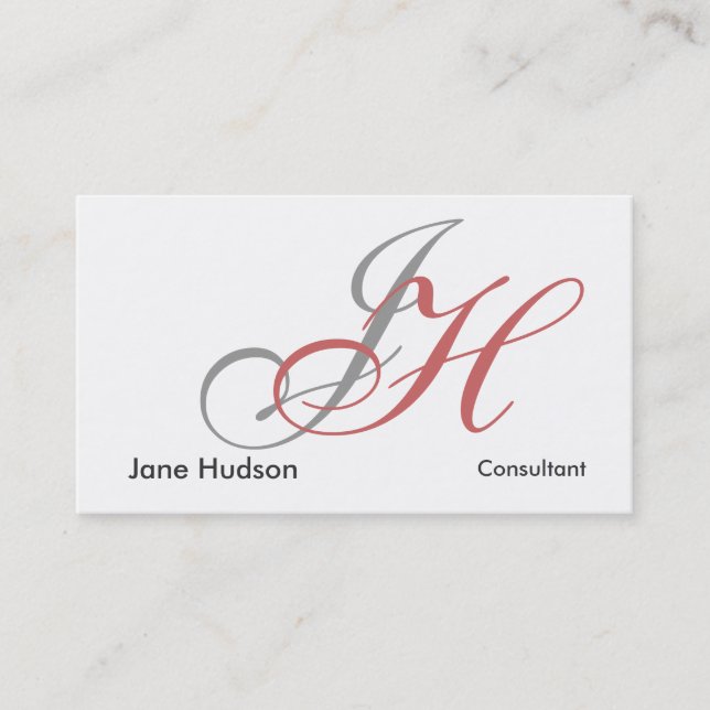Calligraphy Monogram Simple Plain Business Card (Front)