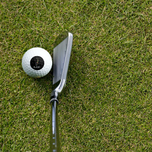 Calligraphy monogram watercolor letter I black Golf Balls