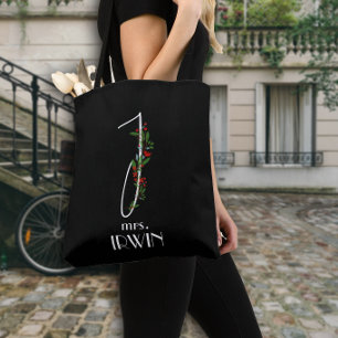 Calligraphy monogram watercolor  tote bag