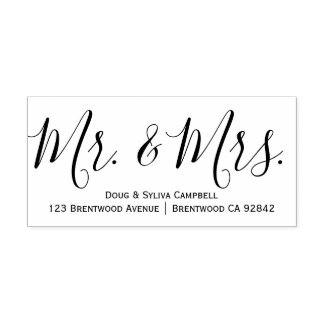 Calligraphy Mr. & Mrs. Personalised Rubber Stamp