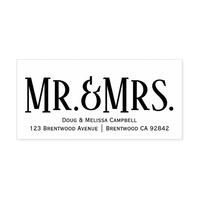 Calligraphy Mr. & Mrs. Personalised Rubber Stamp (Design)