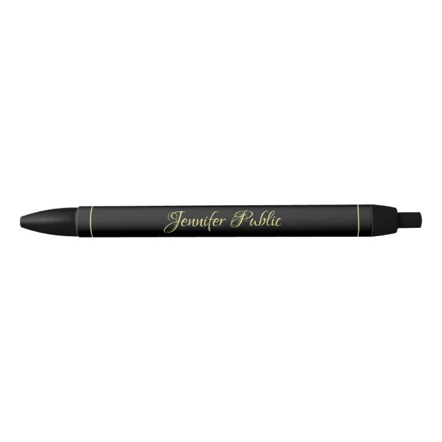 Calligraphy Name Black And Gold Personalised Black Ink Pen (Front)