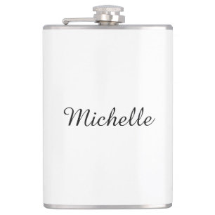 Calligraphy Name Creative Trendy White  Hip Flask