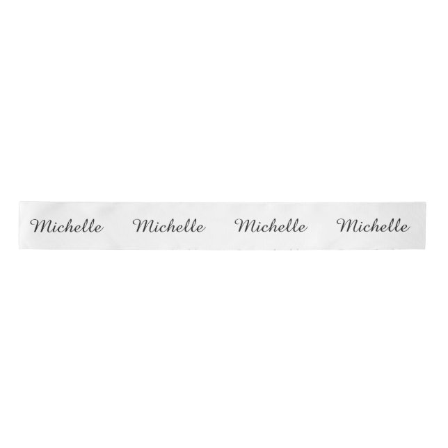 Calligraphy Name Creative Trendy White  Satin Ribbon (Front)
